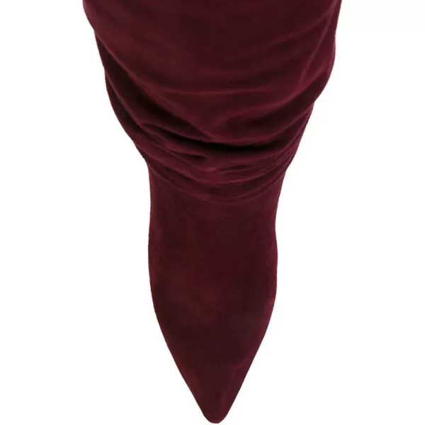 imageFSJ Women Versatile Stretchy Knee High Boots Stiletto High Heels Pull On Slouchy Fashion Long Boots Shoes Size 415 USWine