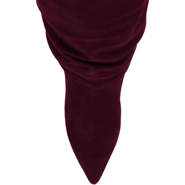 imageFSJ Women Versatile Stretchy Knee High Boots Stiletto High Heels Pull On Slouchy Fashion Long Boots Shoes Size 415 USWine Suede