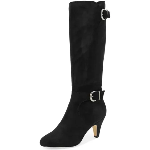 imageFSJ Women Classic Knee High Long Boots Closed Toe Thick Mid Heels Tall Winter Dress Shoes Size 415 USBlack