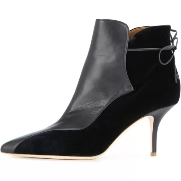 imageFSJ Women Sexy Leopard Ankle Boots Pointed Toe Stiletto Mid Heels Lace Up Booties Shoes Size 415 USBlack