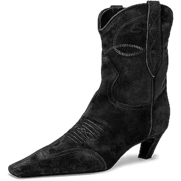 imageFSJ Women Square Toe Comfort Kitten Low Heel Ankle Boot Pull On Bootie Winter Cowgirl Cowboy Casual Dress Shoes Size 416 USVintage Black