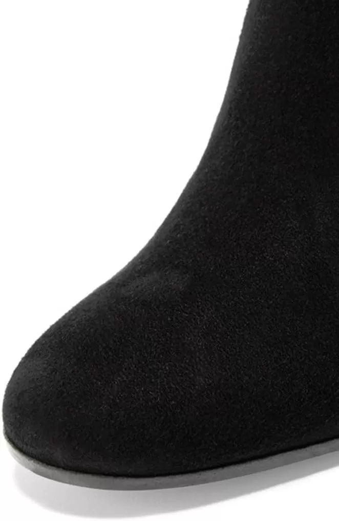 imageFSJ Women Almond Toe Chunky Block High Heel Handmade Ankle Booties Elegant Ladies Casual Dress Daily Boots Size 415 USBlack