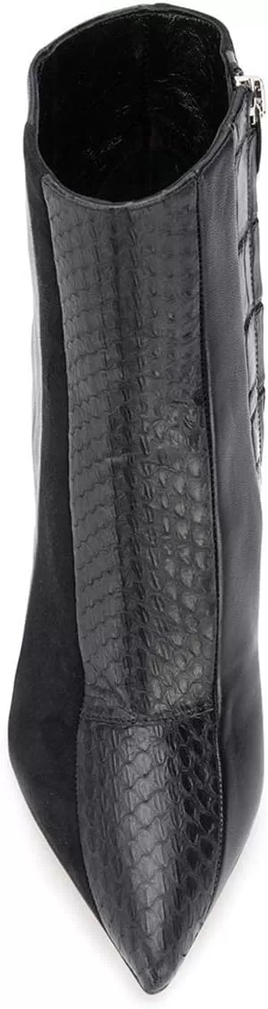 imageFSJ Women Almond Toe Chunky Block High Heel Handmade Ankle Booties Elegant Ladies Casual Dress Daily Boots Size 415 USBlack Animal Print
