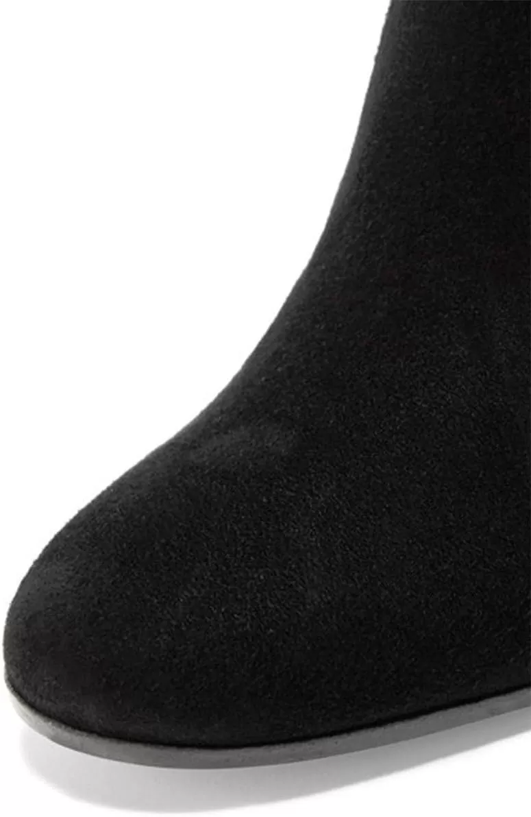 imageFSJ Women Almond Toe Chunky Block High Heel Handmade Ankle Booties Elegant Ladies Casual Dress Daily Boots Size 415 USBlack Crystal Heel