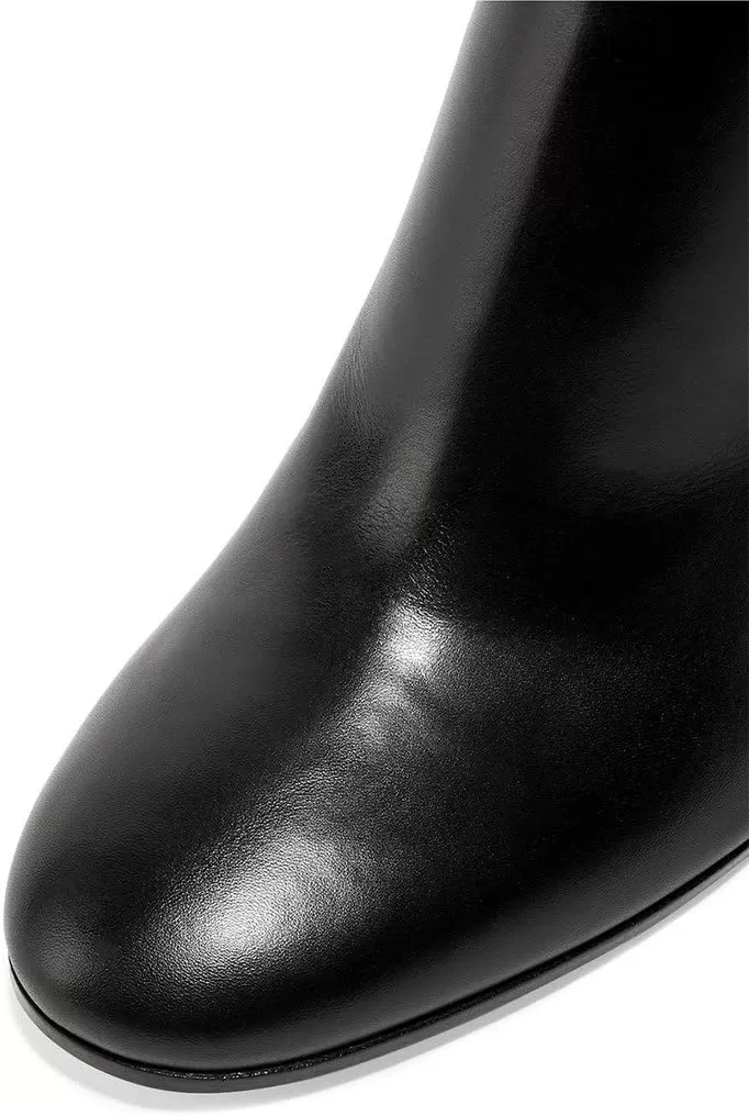 imageFSJ Women Almond Toe Chunky Block High Heel Handmade Ankle Booties Elegant Ladies Casual Dress Daily Boots Size 415 USBlack Glossy
