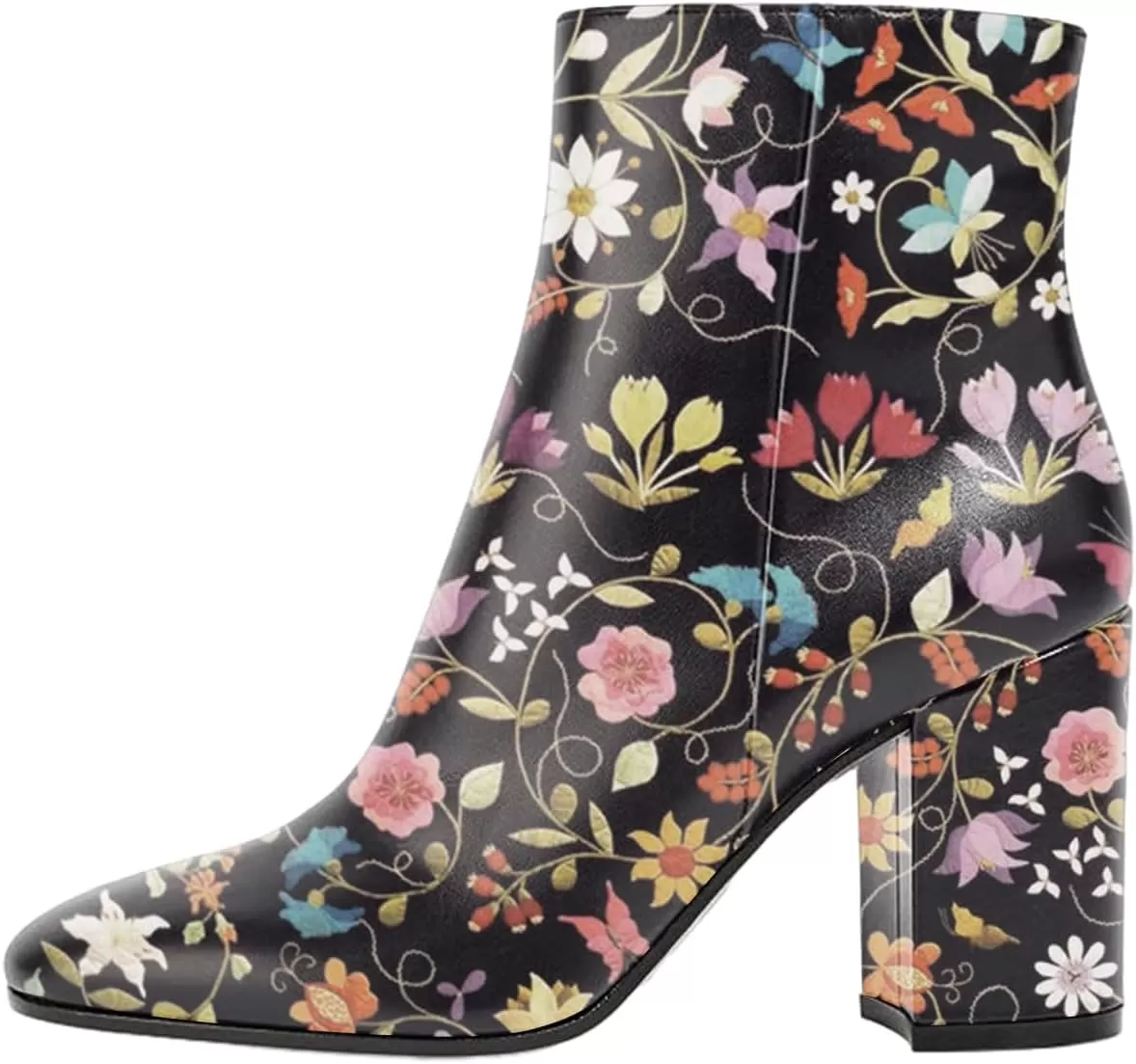 imageFSJ Women Almond Toe Chunky Block High Heel Handmade Ankle Booties Elegant Ladies Casual Dress Daily Boots Size 415 USFlower