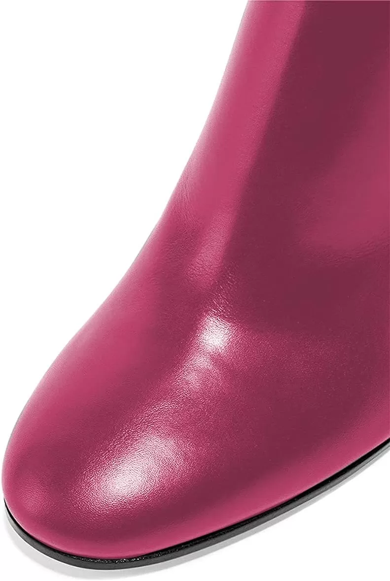 imageFSJ Women Almond Toe Chunky Block High Heel Handmade Ankle Booties Elegant Ladies Casual Dress Daily Boots Size 415 USMediumvioletred