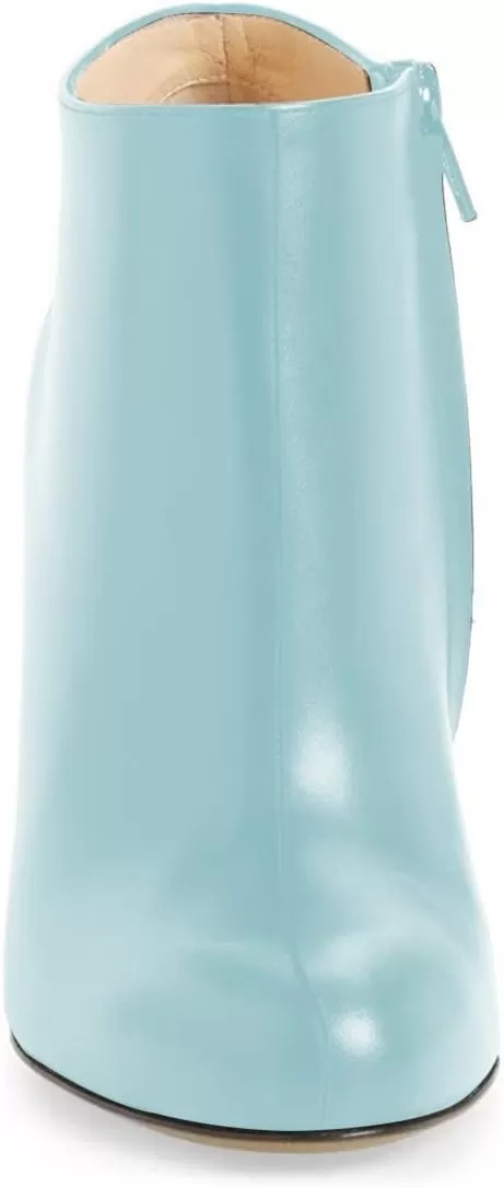 imageFSJ Women Fashion Almond Toe Boots Stiletto High Heels Ankle Booties Comfy Shoes Side Zipper US Size 415 USBaby Blue