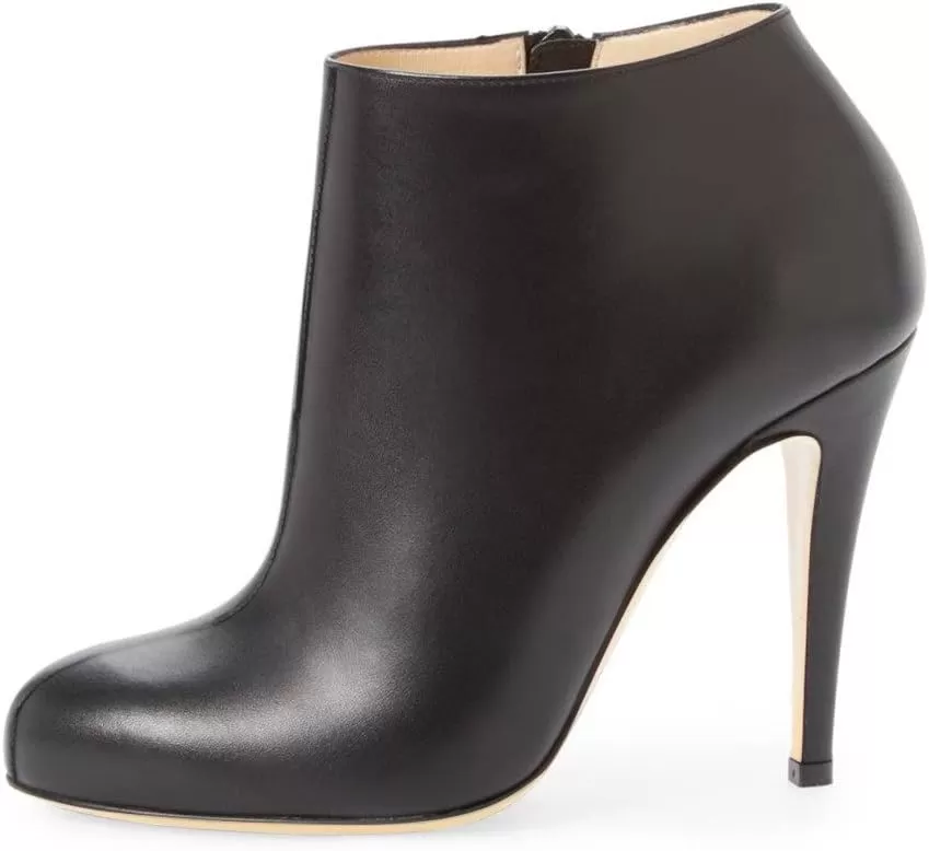 imageFSJ Women Fashion Almond Toe Boots Stiletto High Heels Ankle Booties Comfy Shoes Side Zipper US Size 415 USBlackPu