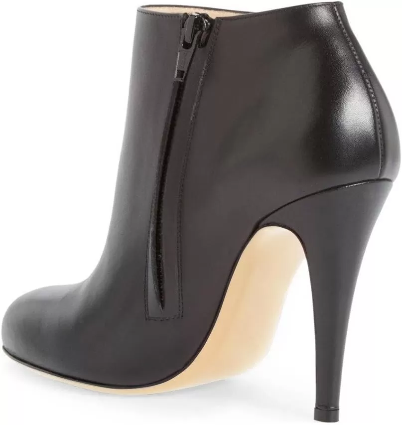 imageFSJ Women Fashion Almond Toe Boots Stiletto High Heels Ankle Booties Comfy Shoes Side Zipper US Size 415 USBlackPu