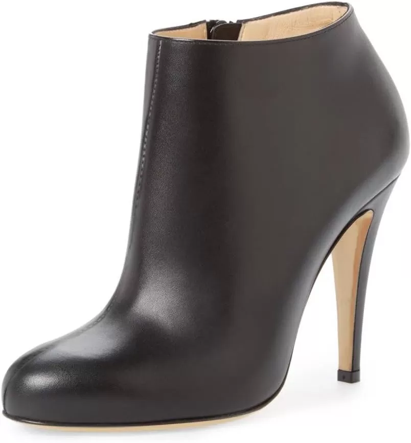 imageFSJ Women Fashion Almond Toe Boots Stiletto High Heels Ankle Booties Comfy Shoes Side Zipper US Size 415 USBlackPu