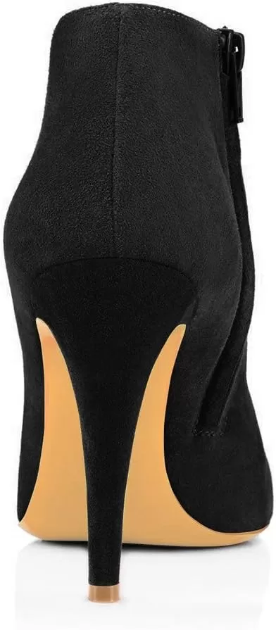 imageFSJ Women Fashion Almond Toe Boots Stiletto High Heels Ankle Booties Comfy Shoes Side Zipper US Size 415 USBlackSuede