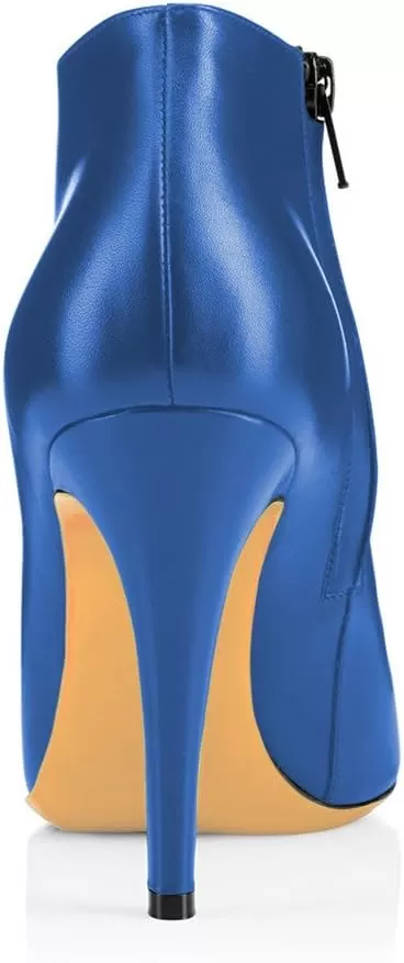 imageFSJ Women Fashion Almond Toe Boots Stiletto High Heels Ankle Booties Comfy Shoes Side Zipper US Size 415 USBluePu