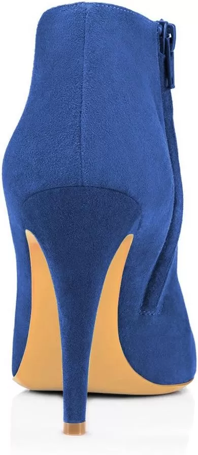 imageFSJ Women Fashion Almond Toe Boots Stiletto High Heels Ankle Booties Comfy Shoes Side Zipper US Size 415 USBlueSuede