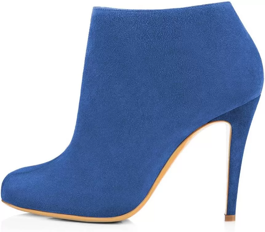 imageFSJ Women Fashion Almond Toe Boots Stiletto High Heels Ankle Booties Comfy Shoes Side Zipper US Size 415 USBlueSuede