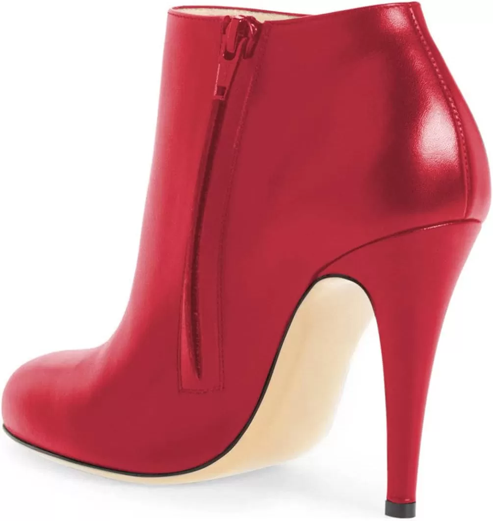 imageFSJ Women Fashion Almond Toe Boots Stiletto High Heels Ankle Booties Comfy Shoes Side Zipper US Size 415 USCrimson