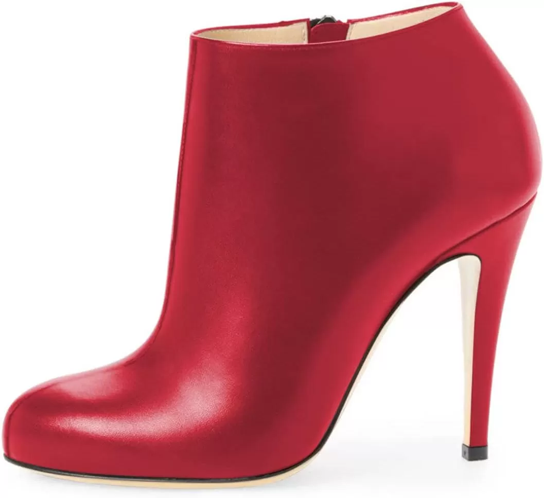 imageFSJ Women Fashion Almond Toe Boots Stiletto High Heels Ankle Booties Comfy Shoes Side Zipper US Size 415 USCrimson