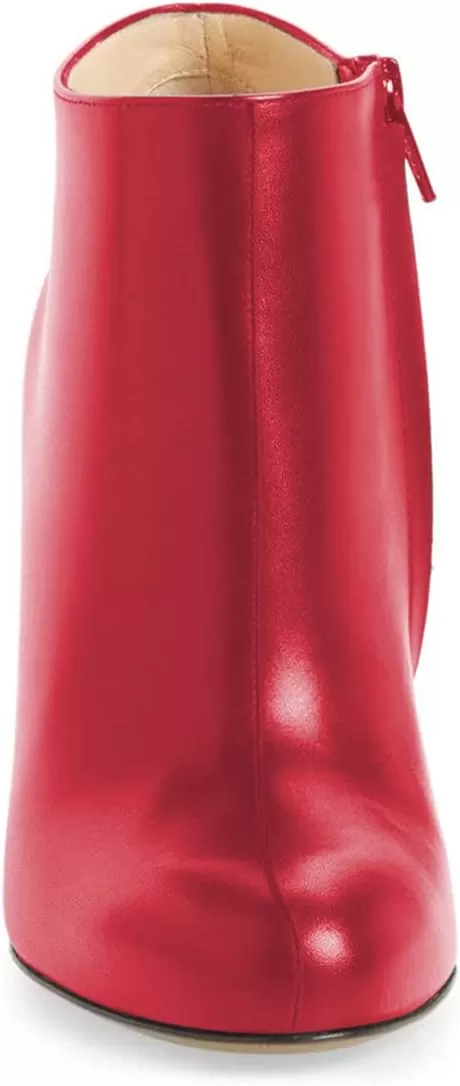 imageFSJ Women Fashion Almond Toe Boots Stiletto High Heels Ankle Booties Comfy Shoes Side Zipper US Size 415 USCrimson