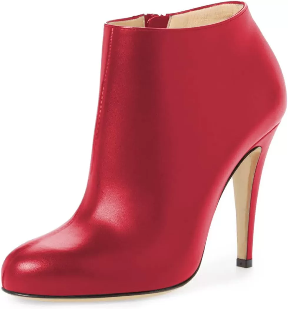 imageFSJ Women Fashion Almond Toe Boots Stiletto High Heels Ankle Booties Comfy Shoes Side Zipper US Size 415 USCrimson
