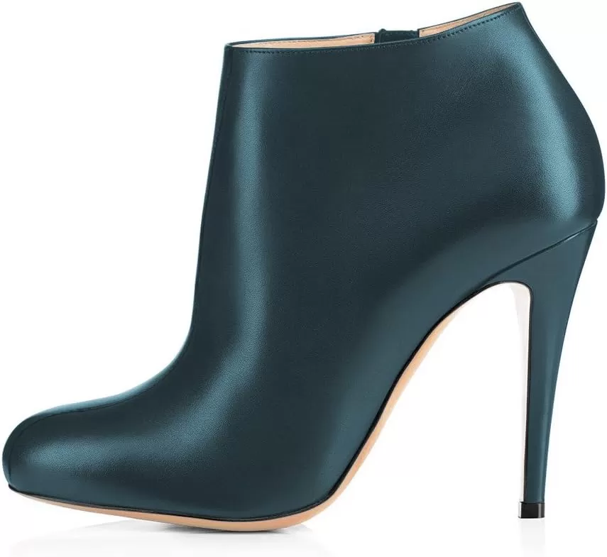 imageFSJ Women Fashion Almond Toe Boots Stiletto High Heels Ankle Booties Comfy Shoes Side Zipper US Size 415 USDark CyanPu