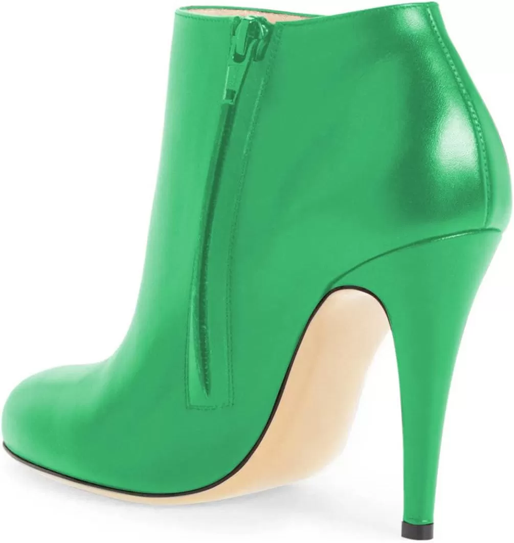 imageFSJ Women Fashion Almond Toe Boots Stiletto High Heels Ankle Booties Comfy Shoes Side Zipper US Size 415 USGreen