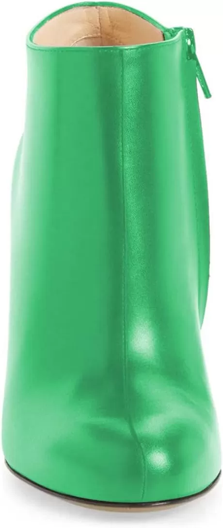 imageFSJ Women Fashion Almond Toe Boots Stiletto High Heels Ankle Booties Comfy Shoes Side Zipper US Size 415 USGreen