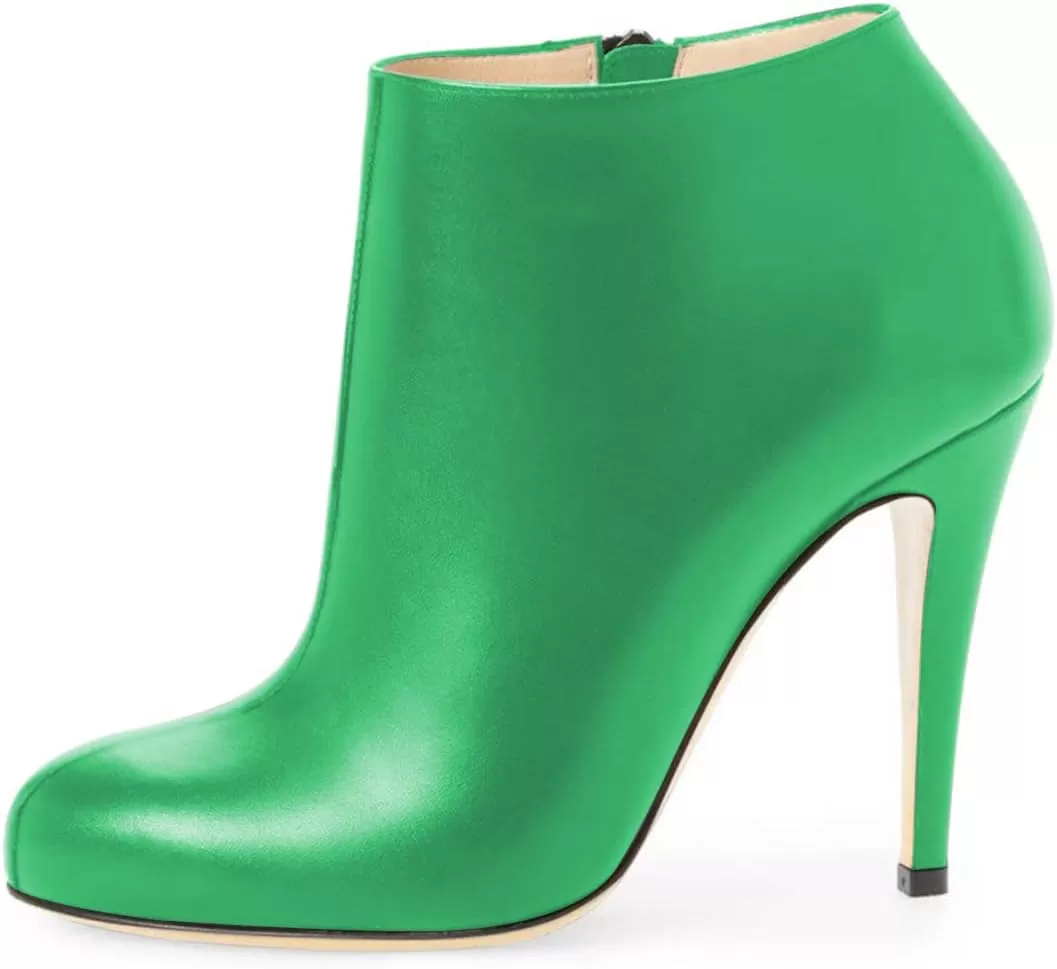 imageFSJ Women Fashion Almond Toe Boots Stiletto High Heels Ankle Booties Comfy Shoes Side Zipper US Size 415 USGreen