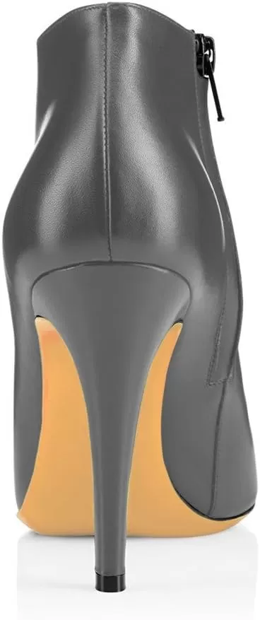 imageFSJ Women Fashion Almond Toe Boots Stiletto High Heels Ankle Booties Comfy Shoes Side Zipper US Size 415 USGreyPu