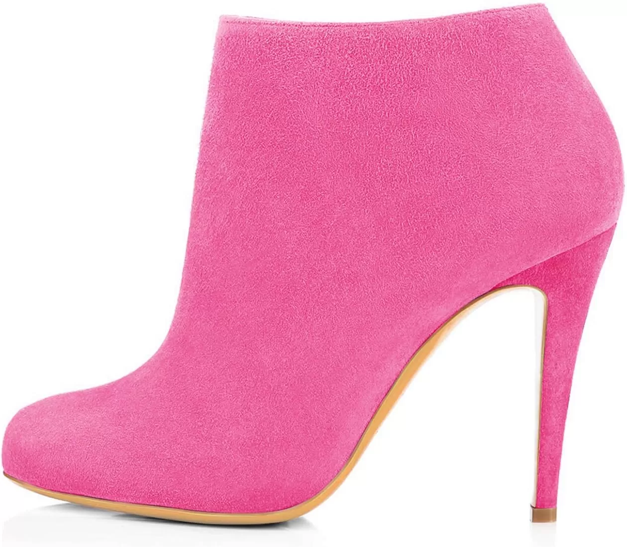 imageFSJ Women Fashion Almond Toe Boots Stiletto High Heels Ankle Booties Comfy Shoes Side Zipper US Size 415 USHot PinkSuede