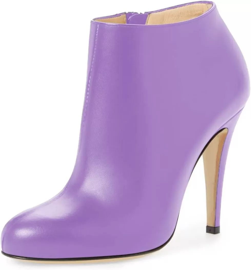 imageFSJ Women Fashion Almond Toe Boots Stiletto High Heels Ankle Booties Comfy Shoes Side Zipper US Size 415 USLavender