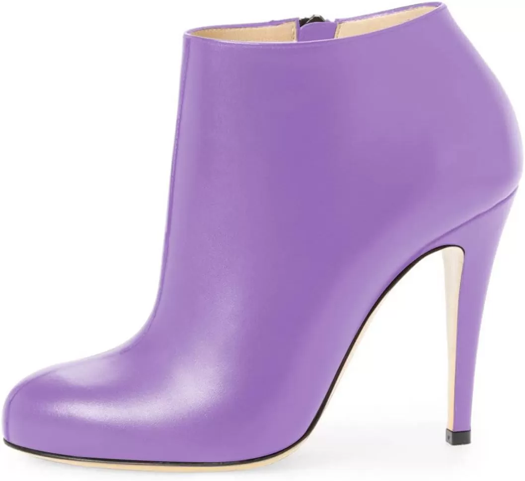 imageFSJ Women Fashion Almond Toe Boots Stiletto High Heels Ankle Booties Comfy Shoes Side Zipper US Size 415 USLavender
