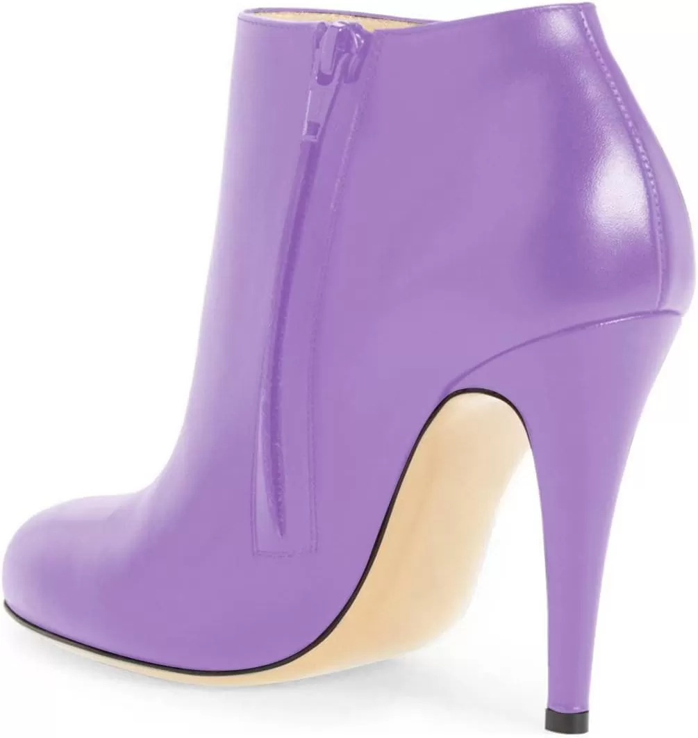 imageFSJ Women Fashion Almond Toe Boots Stiletto High Heels Ankle Booties Comfy Shoes Side Zipper US Size 415 USLavender