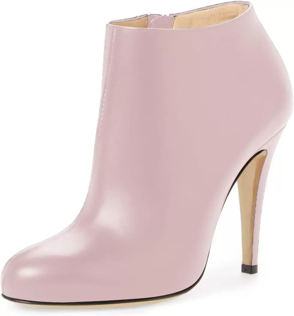 imageFSJ Women Fashion Almond Toe Boots Stiletto High Heels Ankle Booties Comfy Shoes Side Zipper US Size 415 USLight Pink