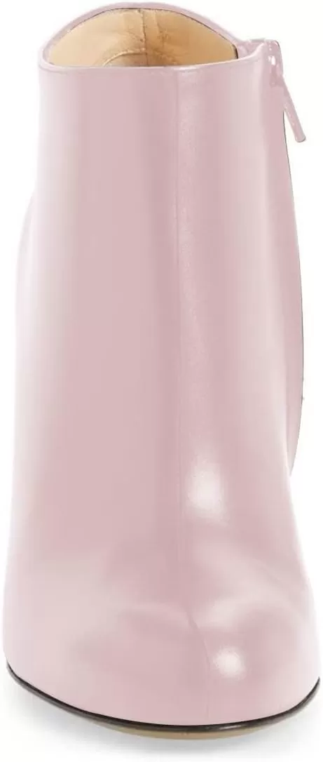 imageFSJ Women Fashion Almond Toe Boots Stiletto High Heels Ankle Booties Comfy Shoes Side Zipper US Size 415 USLight Pink
