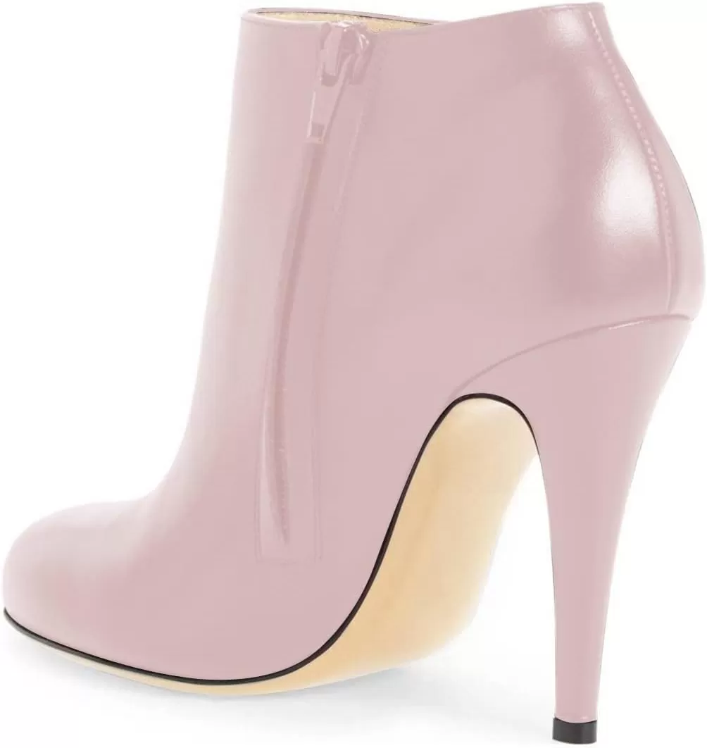 imageFSJ Women Fashion Almond Toe Boots Stiletto High Heels Ankle Booties Comfy Shoes Side Zipper US Size 415 USLight Pink