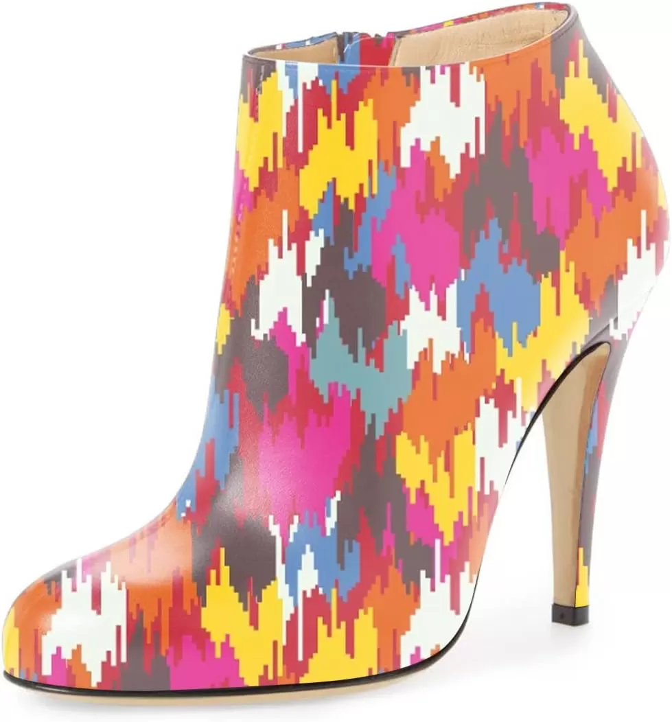 imageFSJ Women Fashion Almond Toe Boots Stiletto High Heels Ankle Booties Comfy Shoes Side Zipper US Size 415 USMulticolored