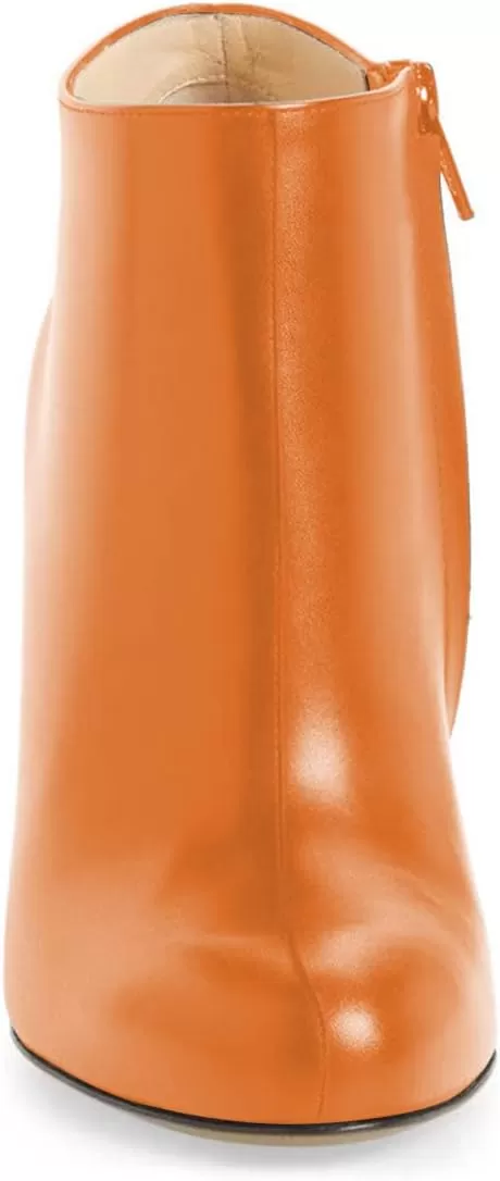 imageFSJ Women Fashion Almond Toe Boots Stiletto High Heels Ankle Booties Comfy Shoes Side Zipper US Size 415 USOrange