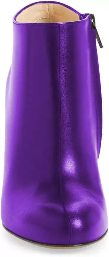 imageFSJ Women Fashion Almond Toe Boots Stiletto High Heels Ankle Booties Comfy Shoes Side Zipper US Size 415 USPurplePu