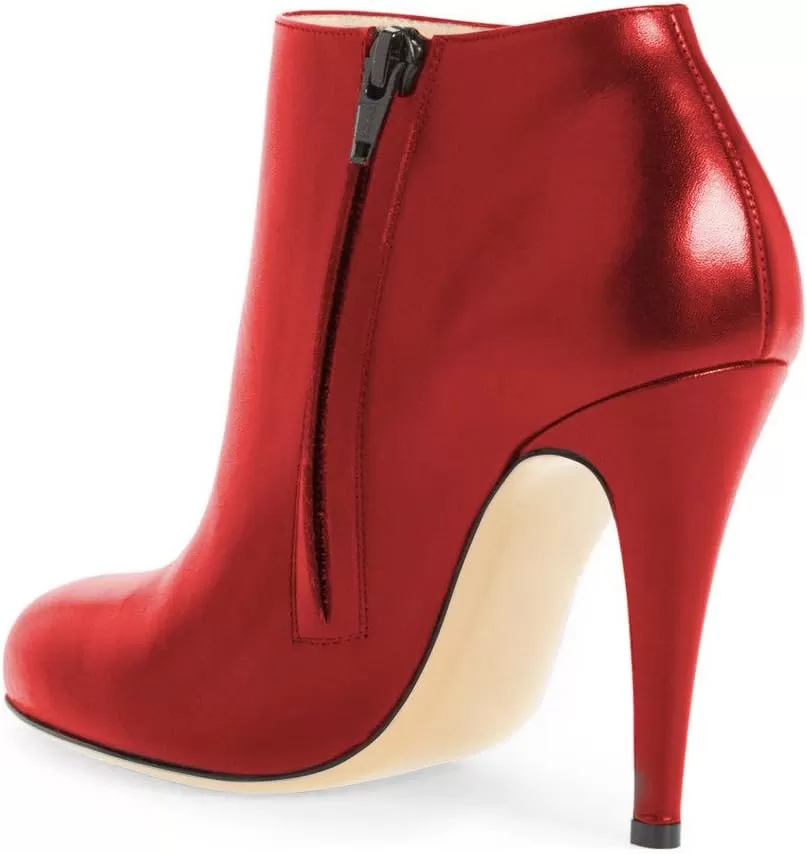 imageFSJ Women Fashion Almond Toe Boots Stiletto High Heels Ankle Booties Comfy Shoes Side Zipper US Size 415 USRedPu