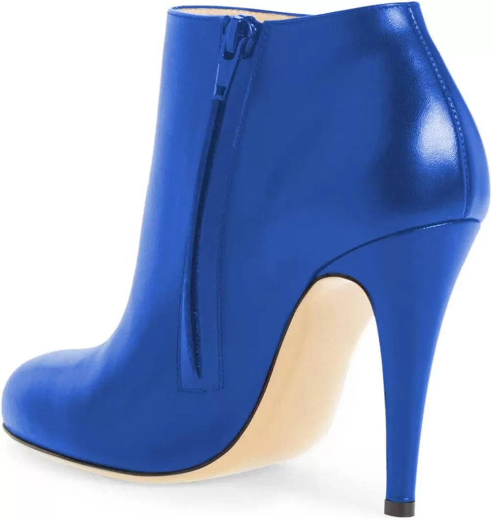 imageFSJ Women Fashion Almond Toe Boots Stiletto High Heels Ankle Booties Comfy Shoes Side Zipper US Size 415 USRoyal Blue