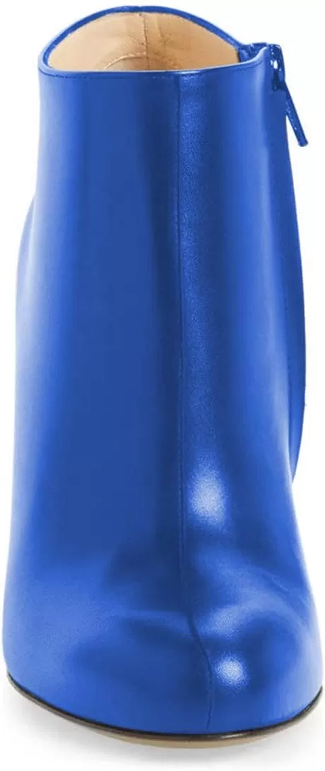 imageFSJ Women Fashion Almond Toe Boots Stiletto High Heels Ankle Booties Comfy Shoes Side Zipper US Size 415 USRoyal Blue