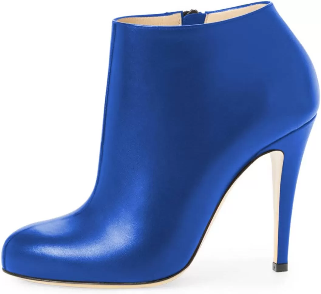 imageFSJ Women Fashion Almond Toe Boots Stiletto High Heels Ankle Booties Comfy Shoes Side Zipper US Size 415 USRoyal Blue
