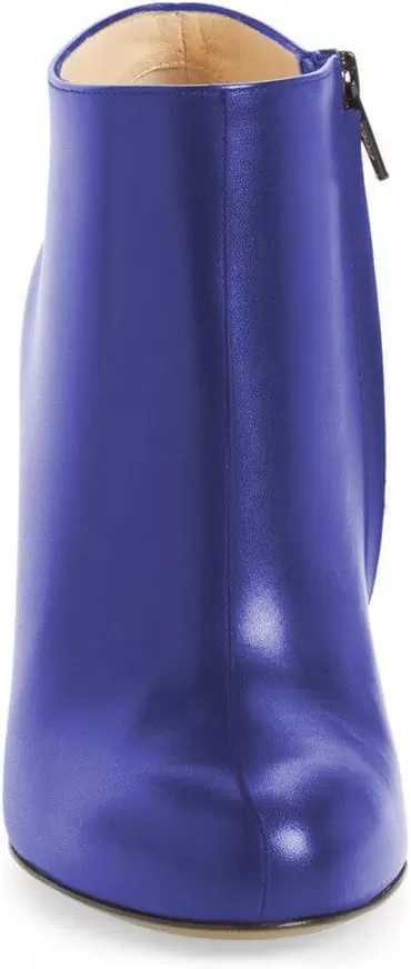 imageFSJ Women Fashion Almond Toe Boots Stiletto High Heels Ankle Booties Comfy Shoes Side Zipper US Size 415 USSlate BluePu