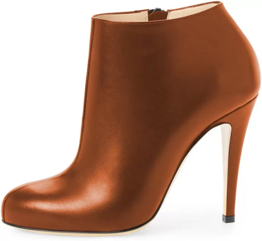 imageFSJ Women Fashion Almond Toe Boots Stiletto High Heels Ankle Booties Comfy Shoes Side Zipper US Size 415 USTanPu