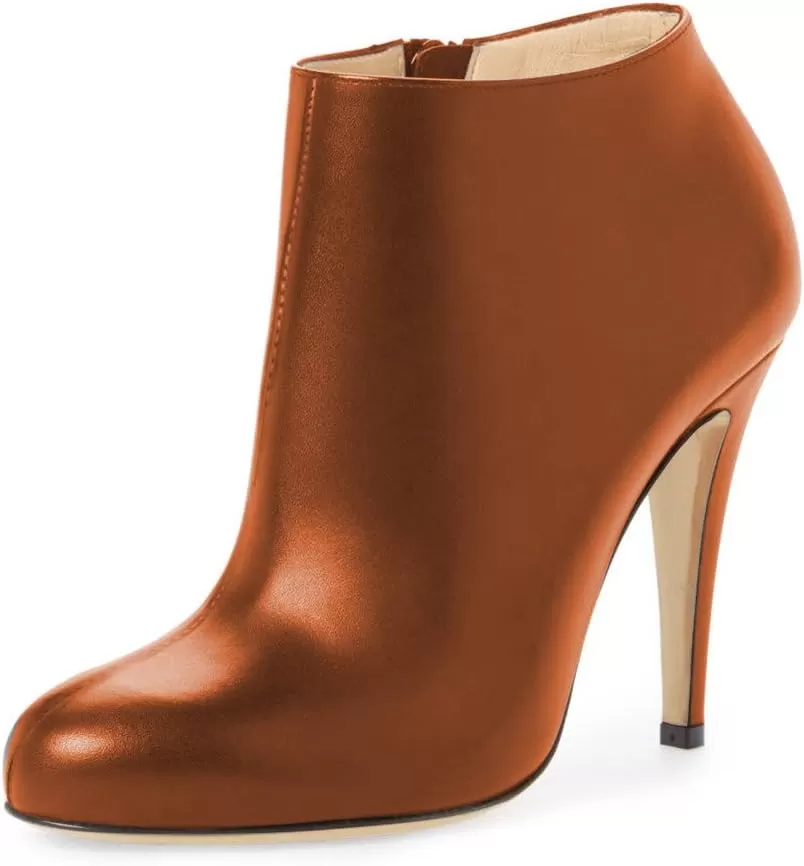 imageFSJ Women Fashion Almond Toe Boots Stiletto High Heels Ankle Booties Comfy Shoes Side Zipper US Size 415 USTanPu