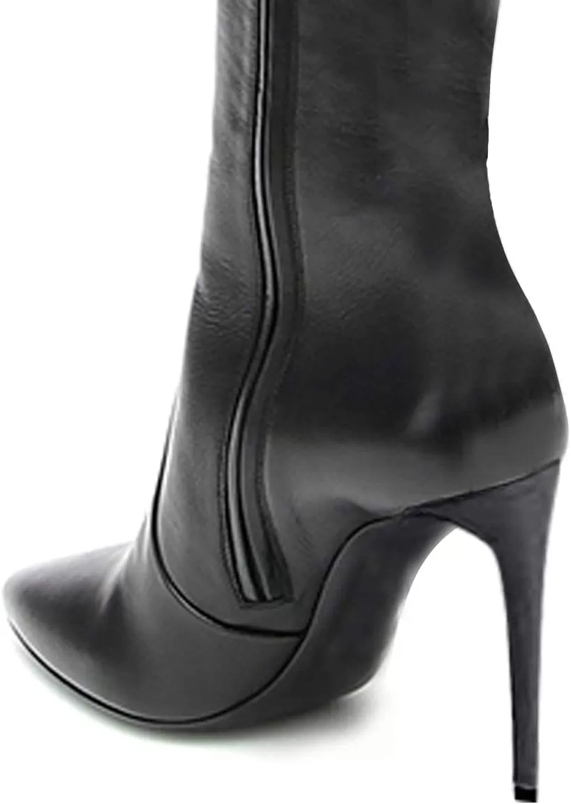 imageFSJ Women Fashion Pointed Toe Stiletto Heel Thigh High Over The Knee Boots Pull On Side Zipper Patent Leather Winter Shoes Size 415 USBlack