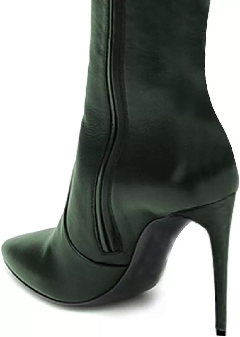 imageFSJ Women Fashion Pointed Toe Stiletto Heel Thigh High Over The Knee Boots Pull On Side Zipper Patent Leather Winter Shoes Size 415 USGreen