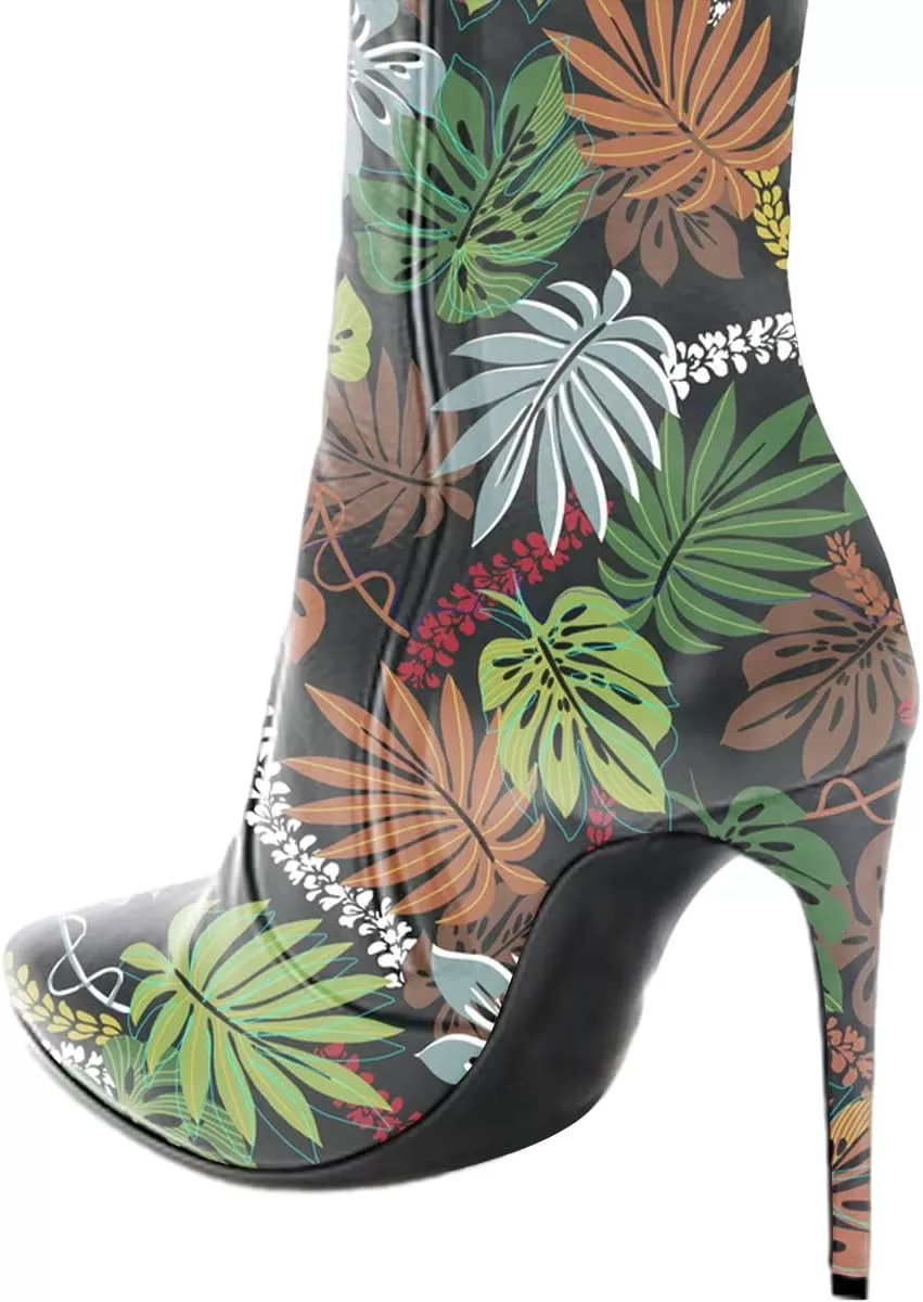 imageFSJ Women Fashion Pointed Toe Stiletto Heel Thigh High Over The Knee Boots Pull On Side Zipper Patent Leather Winter Shoes Size 415 USLeaf