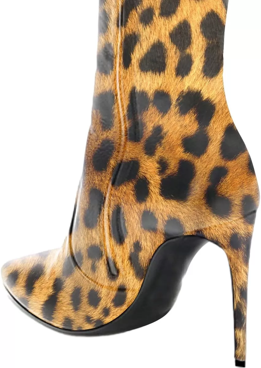 imageFSJ Women Fashion Pointed Toe Stiletto Heel Thigh High Over The Knee Boots Pull On Side Zipper Patent Leather Winter Shoes Size 415 USLeopard