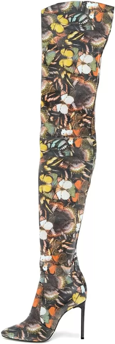 imageFSJ Women Fashion Pointed Toe Stiletto Heel Thigh High Over The Knee Boots Pull On Side Zipper Patent Leather Winter Shoes Size 415 USMulticolor